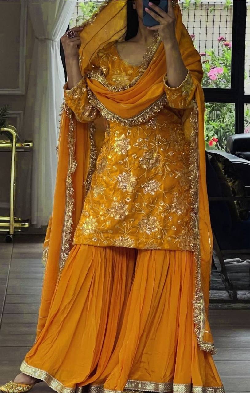 Luxe Mustard Embellished Haldi Ensemble